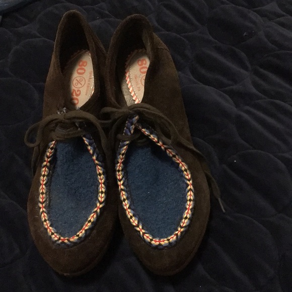 80%20 Brown Suede Wedges - Picture 2 of 6